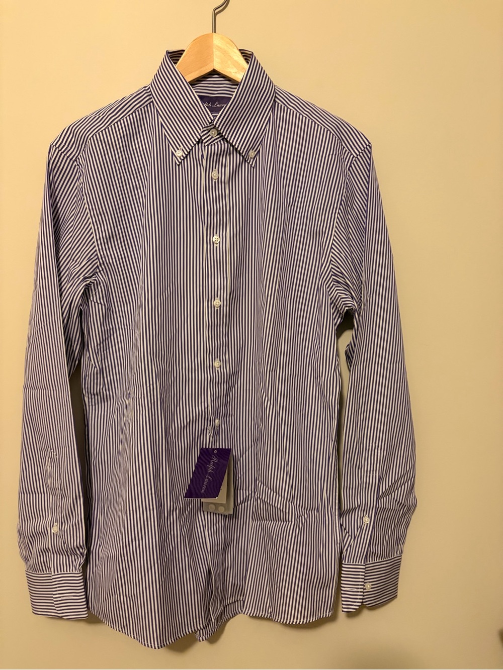Ralph Lauren Purple and White Pinstripe Button-Down Shirt